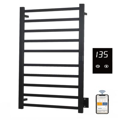 Topdattion Smart Wireless Electric Towel Warmer | Blade Thin 10 Bar Design | Hardwired & Plug-in | Alexa & Google Home Compatible | Matte Black Finish