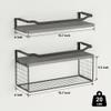 WOPITUES Floating Shelves with Wire Storage Basket, Bathroom Shelves Over Toilet with Protective Metal Guardrail, Wood Wall Shelves for Bathroom Organizers and Storage, Toilet Paper- Gray view 3