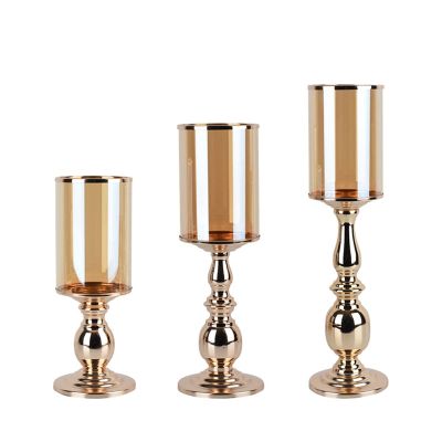 Luxury Metal Glass Candlesticks Gold Candle Holders Wedding Centerpieces Table Decoration Candelabra Home Ornaments (Color : G 41cm H)