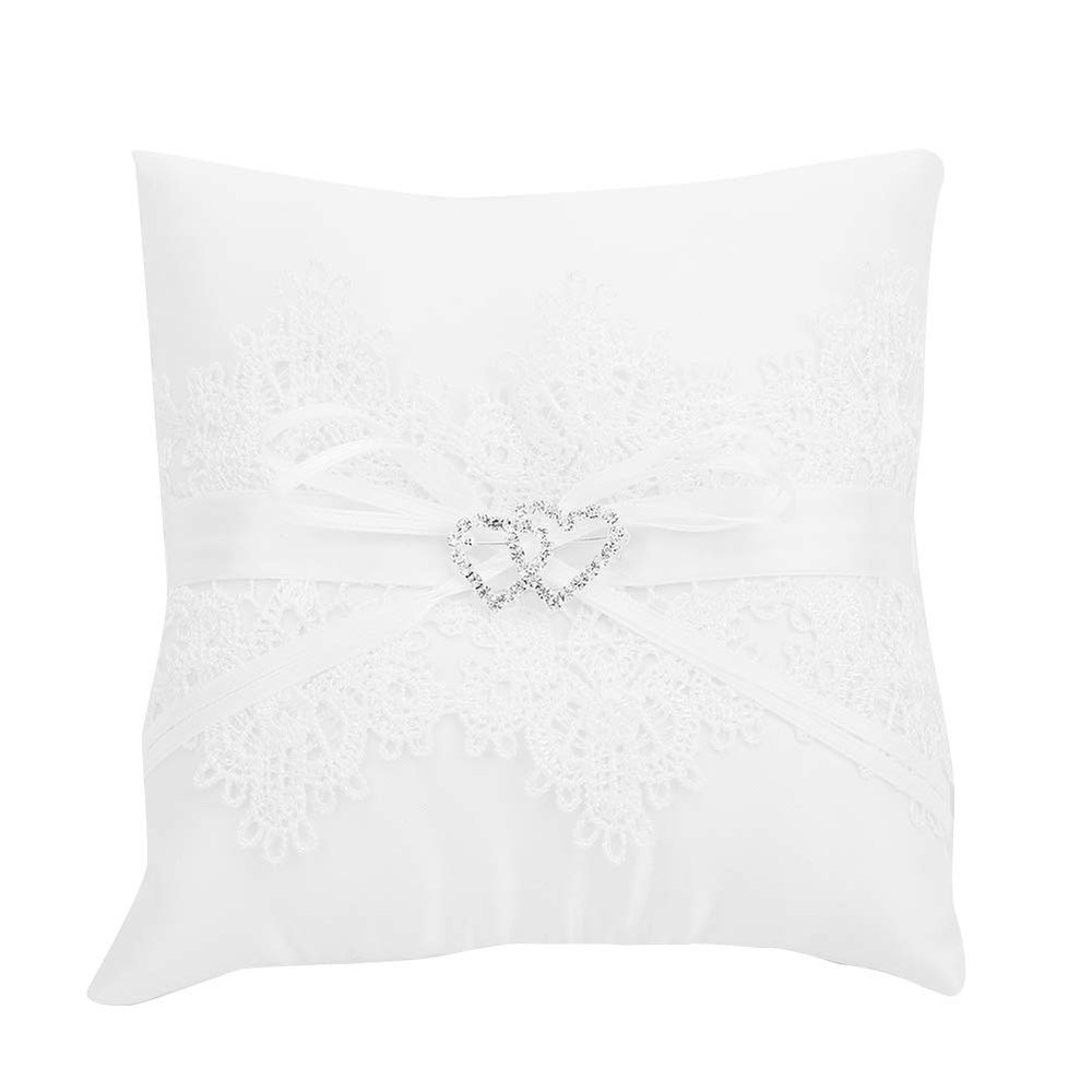 plplaaoo Ivory Satin Pillow, Lace Floral Basket, Wedding Ring Holder, Flower Girl Basket, Wedding Ring Pillow, Ivory Satin Flower Girl Basket Wedding Ring Cushion Pillow Lace Floral