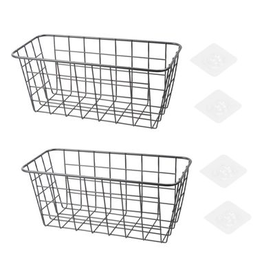 Zerodeko 2pcs Wall Mount Storage Baskets Iron Hanging Organizers for Multi-functional Black Wire Baskets for Toiletries Craft Supplies and More