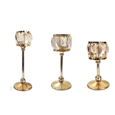 Wedding Gold Candle Holders Table Centerpieces Candelabra Party Candlesticks Decoration K9 Crystal Candle Lantern (Size : Small)