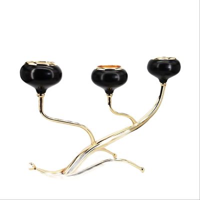 KarFri 3 Headed Decorative Candle Holders Creative Wedding Centerpieces Candleabra Home Party Dinner Candlelight Ornaments, Gold