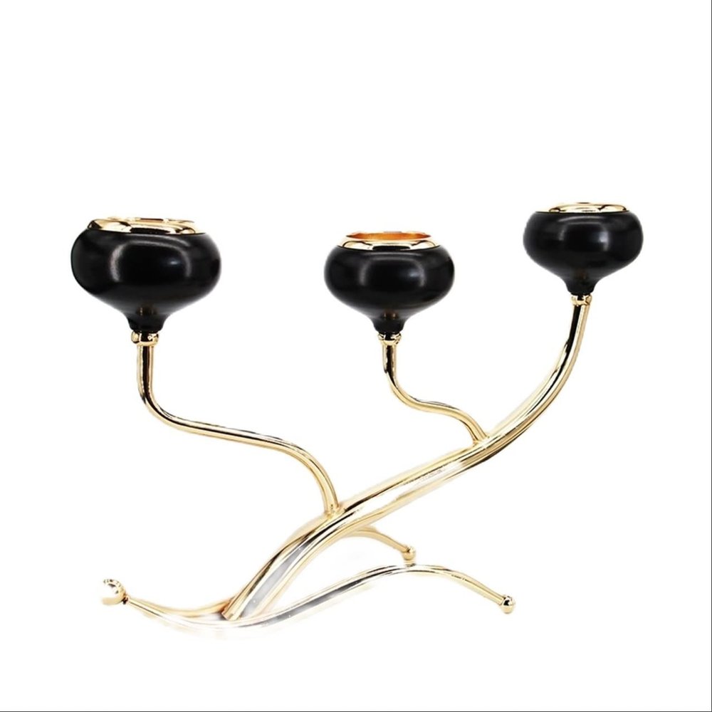 KarFri 3 Headed Decorative Candle Holders Creative Wedding Centerpieces Candleabra Home Party Dinner Candlelight Ornaments, Gold