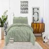 100% Egyptian Cotton 1-Piece Pinch Pleated Duvet Cover 800 Thread Count with Zipper & Corner Ties Pintuck Decorative Duvet Cover- Super King Plus Size (120" x 120") Inch, Sage Solid view 3