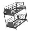 Spice Rack 2 Tier Large Capacity Drawer Spice Rack Crossborder Double Layer Undercounter Storage Rack Under Sink Storage Drawer Storage Rack for Kitchen Home (Black) view 1