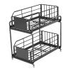 Spice Rack 2 Tier Large Capacity Drawer Spice Rack Crossborder Double Layer Undercounter Storage Rack Under Sink Storage Drawer Storage Rack for Kitchen Home (Black) view 2