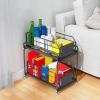 Spice Rack 2 Tier Large Capacity Drawer Spice Rack Crossborder Double Layer Undercounter Storage Rack Under Sink Storage Drawer Storage Rack for Kitchen Home (Black) view 3