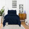 100% Egyptian Cotton 1-Piece Pinch Pleated Duvet Cover 800 Thread Count with Zipper & Corner Ties Pintuck Decorative Duvet Cover- Super King Plus Size (120" x 120") Inch, Navy Blue Solid view 3