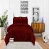 100% Egyptian Cotton 3-Piece Pinch Pleated Duvet Cover 800 Thread Count with Zipper & Corner Ties Pintuck Decorative Duvet Cover- Super King Plus Size (120" x 120") Inch, Burgundy Solid view 3