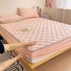 FCLDESHOP Bottom Sheets,Thick Quilted Brushed Mattress Protector, Bedroom Hotel Homestay Vacation Home Solid Color Non-Slip Bed Sheets,Pink,90 * 200cm (1pcs) view 1