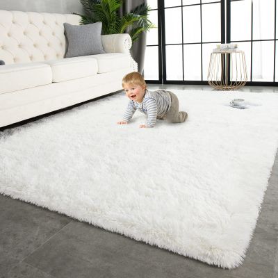 TWINNIS Super Soft Shaggy Rugs Fluffy Carpets 9x12 Feet, Indoor Modern Plush Area Rugs for Living Room Bedroom Kids Room Nursery Home Decor Fuzzy Rug, Cream White