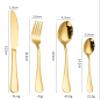 ONUIFIKE Silverware Set, 24-piece Green Gold Household Stainless Steel Cutlery Set Steak Knife Fork And Spoon Gift Box, Home Cutlery Flatware Set (Color : Green Gold, Size : 24pcs) view 2