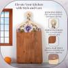 Acacia Wood Cutting Board for Kitchen  Large Wooden Decorative Hand Painted for Charcuterie Chopping Cheese bread and meat - With Handle (21 x 10 x 0.8 in) (Purple) view 2
