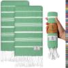 Ossano Decorative Turkish Hand Towels - Thin & Quick Dry - Set of 2 (30" x 18") - for Kitchen & Bathroom - Multifunctional as - Bath Hand Towels for Bathroom, Powder Room Towel - Sea Green view 1