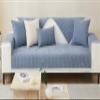 Huierxun Striped Jacquard Sofa Cover with White Border Soft Chenille Couch Cover Anti-Slip Washable Sofa Slipcover Furniture Protector for Kids, Pets (Blue A,36''x70'') view 2