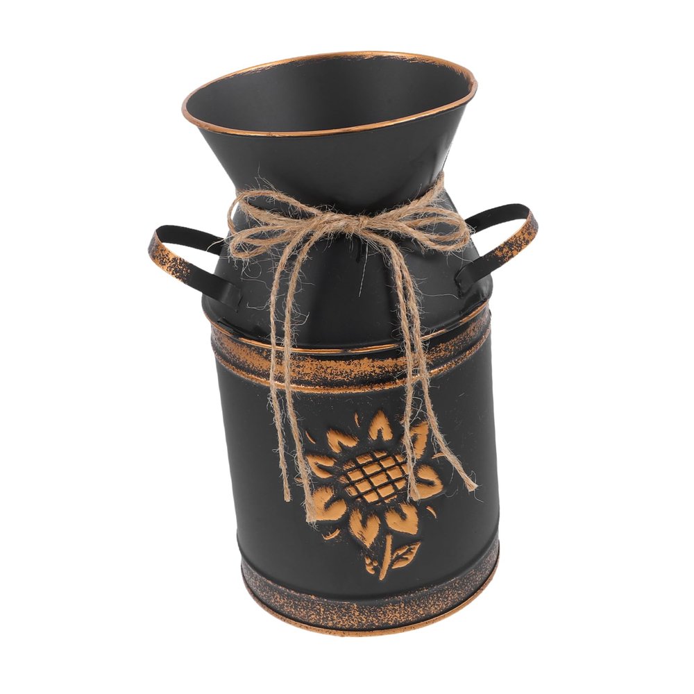 Cabilock Vintage Metal Flower Vase for Garden and Home Decor Elegant Flower Bucket Holder for Balcony and Office Galvanized Metal Design for Floral Arrangements and Centerpieces