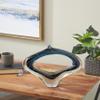 Deco 79 Glass Abstract Decorative Sculpture Cutout Oval Ombre Home Decor Statue with Bubble Texturing and Clear Accents, Accent Figurine 16" x 4" x 11", Dark Blue view 2