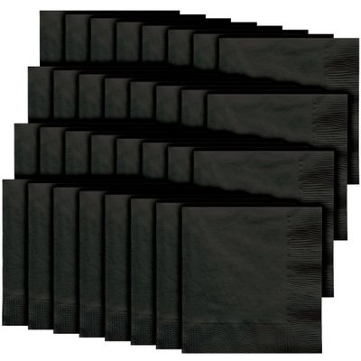 Party City Disposable Lunch Napkin, 32 Count (Black) - 2-Ply, 5" x 5" - Go Brightly Heavy Duty Classic Lunch Napkins for Parties - Premium Party Supplies Cutlery