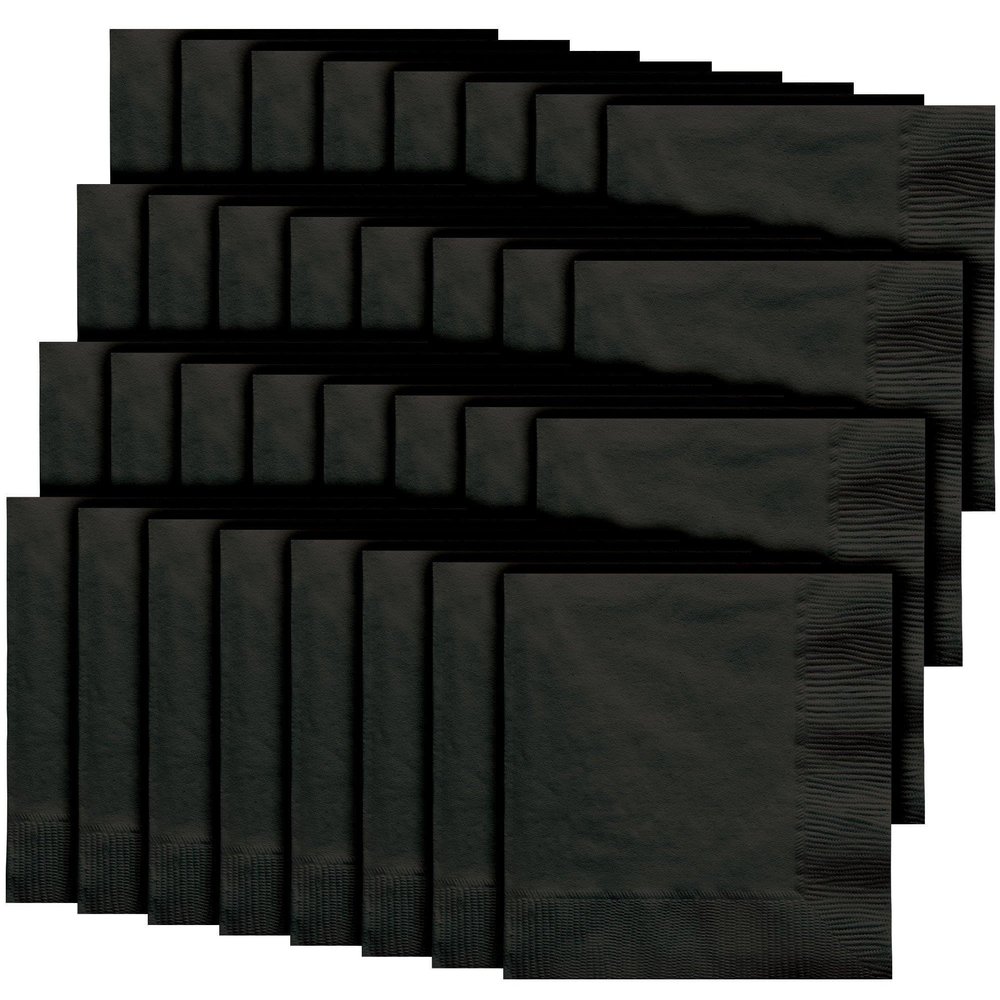 Party City Disposable Lunch Napkin, 32 Count (Black) - 2-Ply, 5" x 5" - Go Brightly Heavy Duty Classic Lunch Napkins for Parties - Premium Party Supplies Cutlery