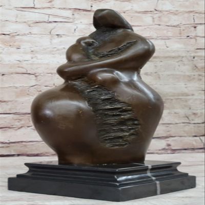 Hot Cast Abstract Mother and Child Bronze Statue, Botero Style, Home Office Decor, Fine Art Statue Gift for Home Office by Finery Bronze