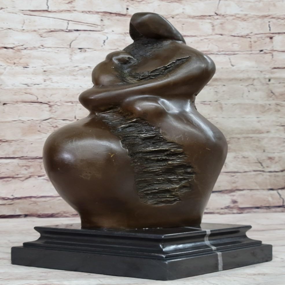 Hot Cast Abstract Mother and Child Bronze Statue, Botero Style, Home Office Decor, Fine Art Statue Gift for Home Office by Finery Bronze
