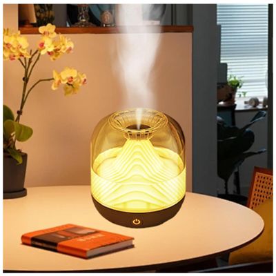 AKYLDI Landscape Design Small Humidifier for Plants, 700ml Mini Humidifier for Bedroom, USB Rechargeable Water Humidifier for Travel, Car, Office Room, Bedroom,White