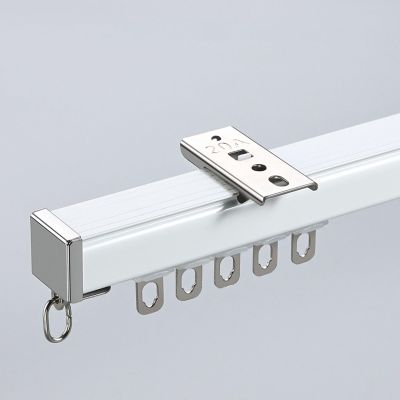 3.3-19.7ft Aluminum Sliding Curtain Track, Wall Or Ceiling Mount Curtain Rail System, Heavy Duty Silence Curtain Rod, For Curtains, Room Divider, RV, White/black/blue(Color:White,Size:100cm/3.3ft)