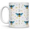 Celestial Bee Pattern Ceramic Coffee Mug, Honeycomb Moon Stars Tea Cup, Gift for Women Friend Coworker (11oz) view 1