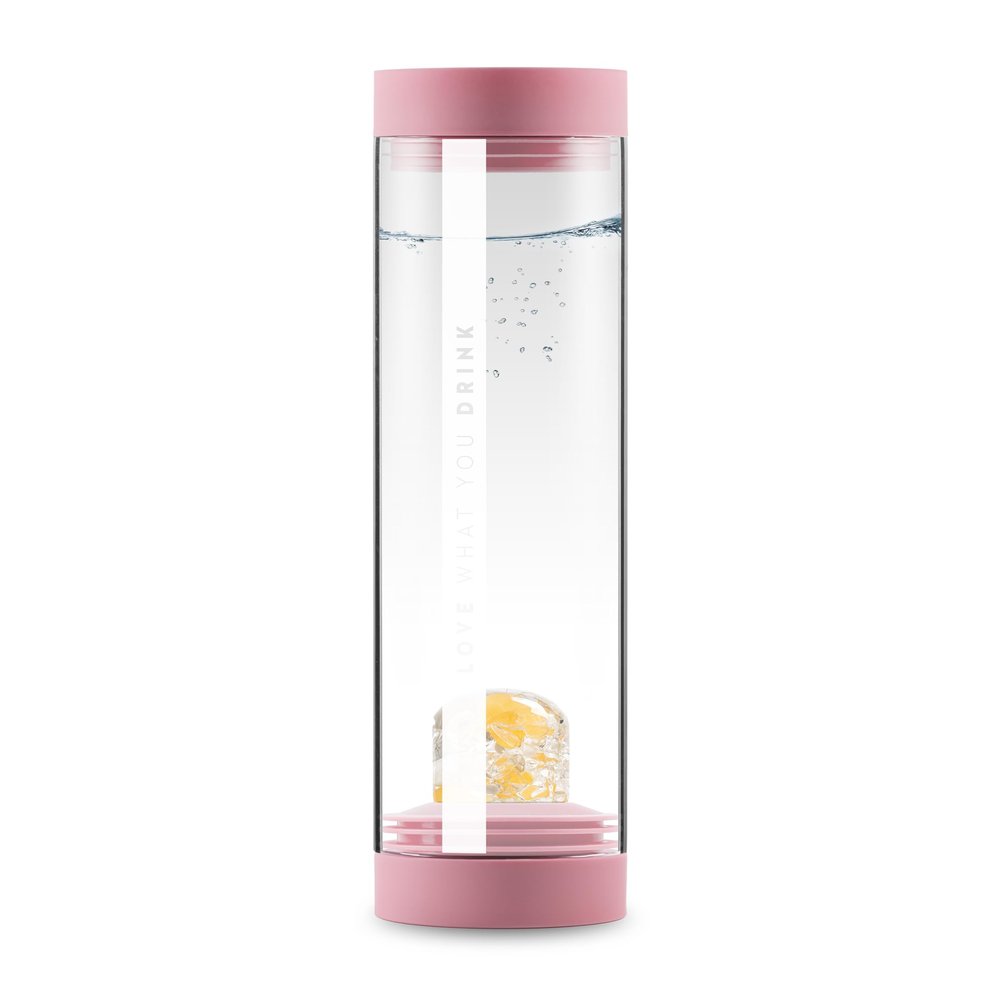VitaJuwel Sana JOY blossom rose | Crystal Water Carafe with Orange Calcite, Magnesite & Clear Quartz - Optimism, Intuition & Self-Acceptance