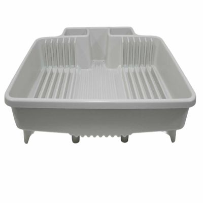 AC Sales Countertop Dish Drainer with Self Draining System (White, 22"x 19.5"x 4")