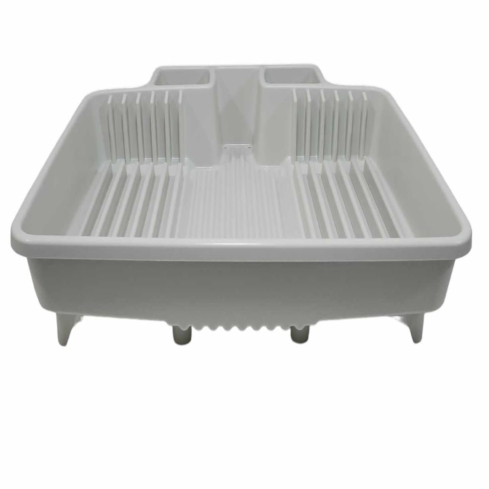 AC Sales Countertop Dish Drainer with Self Draining System (White, 22"x 19.5"x 4")