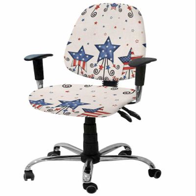 AMZRicher Stars Freedom Patriotic Office Chair Cover Stretchable Computer Chair Seat Cover Backrest Slipcovers, Stretchable Rotating Desk Chair Seat Cushion Split Protectors Veterans Memorial Day
