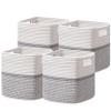 Dreamcountry 13x13 Cube Storage Bins, Storage Cubes with Handles, 4 Pack Cotton Rope Basket for Shelves, Cube Storage Organizer forToys, Book, Clothes, Home, Office, Nursery, Grey view 1