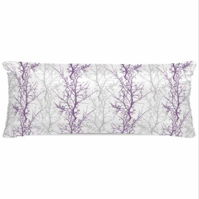 Abstract Style King Pillow Cases, Tree Branches Gray and Purple Gradient Satin Pillow Case Cover with Smooth Hidden Zipper Closure, Soft Throw Pillow Covers Cases for Home Decoration 20 X 40 Inches
