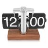 Retro Flip Clock, Automatic Retro Clock 12 Hours Modern Digital Mechanical with Wooden Base Retro Clock for Home, Office, Restaurant (Stainless Steel Black) view 1