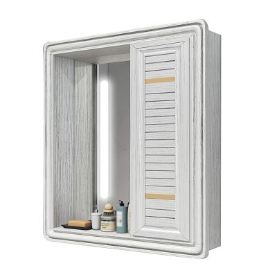 LED Bathroom Mirror Cabinet with Demister Bathroom Invisible Sliding Mirror Hidden Sliding Wall Mounted Storage Cupboard (White 60 * 70 * 12.5 cm)