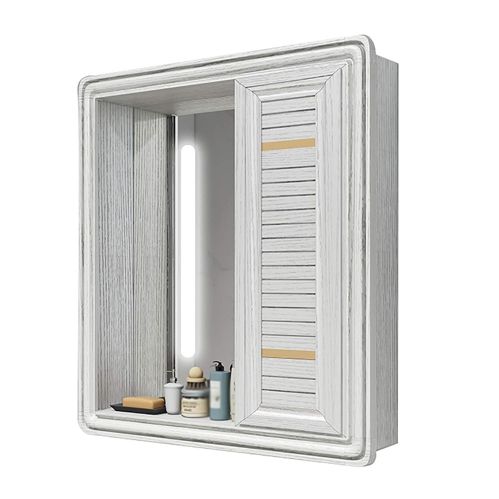 LED Bathroom Mirror Cabinet with Demister Bathroom Invisible Sliding Mirror Hidden Sliding Wall Mounted Storage Cupboard (White 60 * 70 * 12.5 cm)