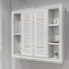 LED Bathroom Mirror Cabinet with Demister Bathroom Invisible Sliding Mirror Hidden Sliding Wall Mounted Storage Cupboard (White 60 * 70 * 12.5 cm) view 2