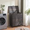 Laundry Hamper with Wheels&Lid, 50.2 Gallons(190L) Rolling Laundry Basket with Wheels, 3-Section Laundry Hamper, Handwoven Rattan Clothes Hamper with 6 Removable Liner& 3 Mesh Laundry Bags, Brown view 2