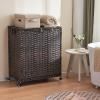 Laundry Hamper with Wheels&Lid, 50.2 Gallons(190L) Rolling Laundry Basket with Wheels, 3-Section Laundry Hamper, Handwoven Rattan Clothes Hamper with 6 Removable Liner& 3 Mesh Laundry Bags, Brown view 3