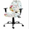 Cartoon Bunny Office Chair Cover Stretchable Computer Chair Seat Cover Backrest Slipcovers, Stretchable Rotating Desk Chair Seat Cushion Split Protectors Easter Spring Flowers Plants Eggs Leaves view 1
