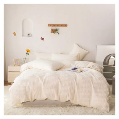 ADovz 4Pcs Twin Double Queen Family Duvet Cover Set Seersucker Textured Washed Cotton Ultra Soft Comforter Cover Bed Sheet Pillowcases,Bed Sheets