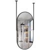 DMCHENGMA Ceiling Mounted Mirror Bathroom Mirror, with Oval Black Metal Frame and Double Ceiling Rods - Boom can be Customizable, HD Vanity Makeup Mirror for Ceiling Hanging Mirror (Size : 50x60cm) view 1