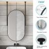 DMCHENGMA Ceiling Mounted Mirror Bathroom Mirror, with Oval Black Metal Frame and Double Ceiling Rods - Boom can be Customizable, HD Vanity Makeup Mirror for Ceiling Hanging Mirror (Size : 50x60cm) view 3