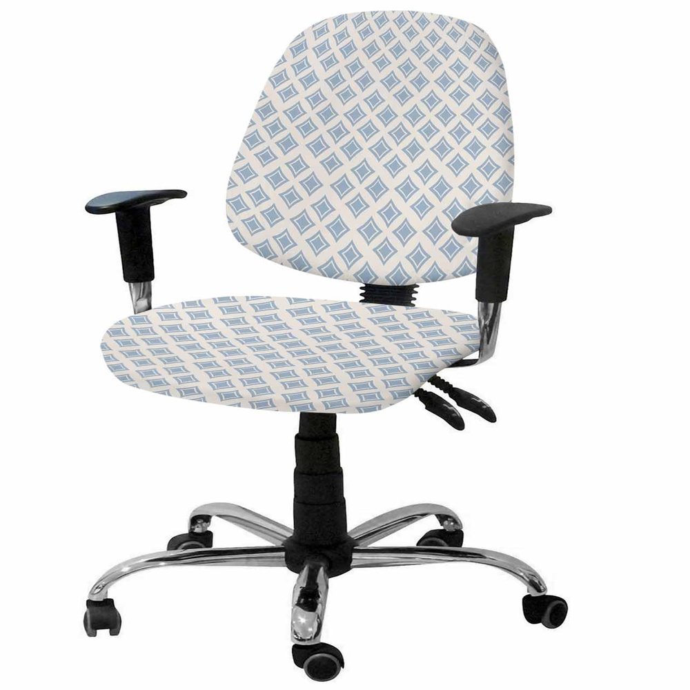 AMZRicher Abstract Blue Office Chair Cover Stretchable Computer Chair Seat Cover Backrest Slipcovers, Stretchable Rotating Desk Chair Seat Cushion Split Protectors Geometric Simple Modern Boho Art