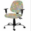 Geometric Boho Flower Office Chair Cover Stretchable Computer Chair Seat Cover Backrest Slipcovers, Stretchable Rotating Desk Chair Seat Cushion Split Protectors Tribal Ethnic Bohemian Colorful view 1