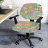 Geometric Boho Flower Office Chair Cover Stretchable Computer Chair Seat Cover Backrest Slipcovers, Stretchable Rotating Desk Chair Seat Cushion Split Protectors Tribal Ethnic Bohemian Colorful view 3