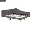 SOFTSEA Full Size Upholstered Daybed, Mid Century Daybed with One Arm & Back for Living Room, Bedroom, Guest Room, Heavy-Duty Slat Support, Grey view 2