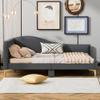 SOFTSEA Full Size Upholstered Daybed, Mid Century Daybed with One Arm & Back for Living Room, Bedroom, Guest Room, Heavy-Duty Slat Support, Grey view 3